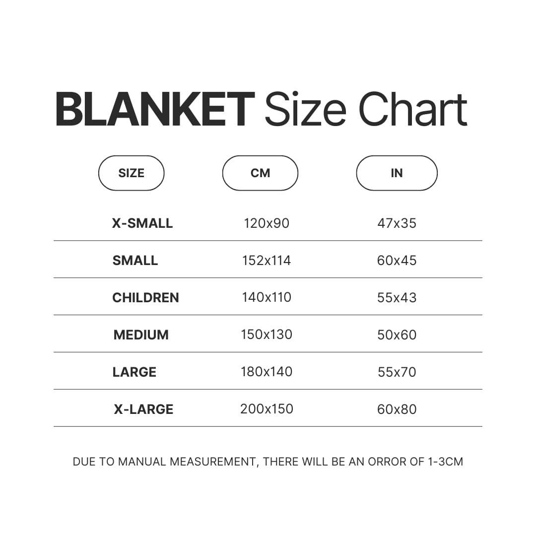 Blanket Size Chart - Dragon Ball Z Gifts