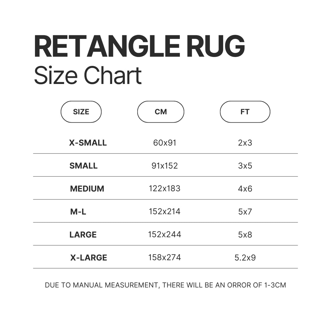 Retangle Rug Size Chart - Dragon Ball Z Gifts