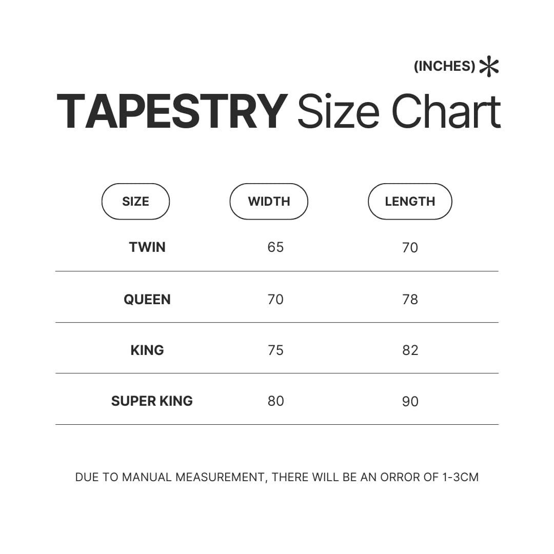 Tapestry Size Chart - Dragon Ball Z Gifts