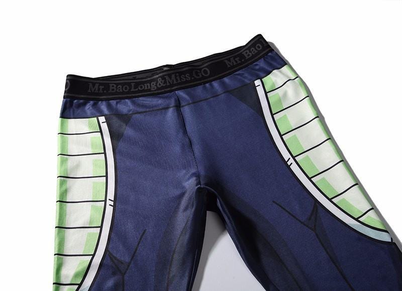 Bardock Armor Green Black Waist Fitness Gym Compression Leggings Pants 3 - Dragon Ball Z Gifts