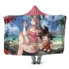 Dragon Ball Goku And Bulma On Tropical Beach Hooded Blanket - Dragon Ball Z Gifts