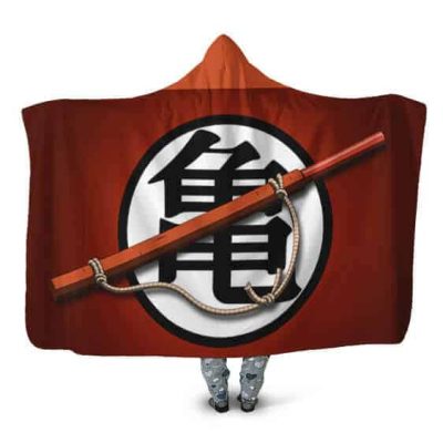 Dragon Ball Master Roshi Kanji With Power Pole Hooded Blanket - Dragon Ball Z Gifts