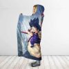 Dragon Ball Young Goku Bulma Oolong On Kintoun Hooded Blanket 2 side - Dragon Ball Z Gifts