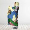 Dragon Ball Young Goku Ride Dragon With Friends Hooded Blanket 2 side - Dragon Ball Z Gifts