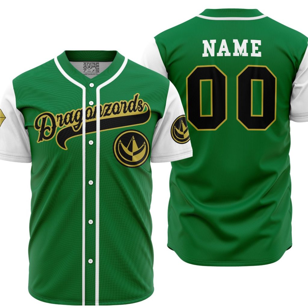 Personalized Dragonzords Green PR AOP Baseball Jersey MAIN Mockup - Dragon Ball Z Gifts