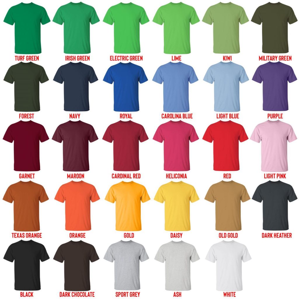 t shirt color chart - Dragon Ball Z Gifts